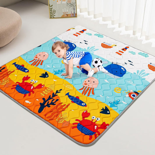 Baby Play Mat - Thicken 50x50 Inch Soft Foam Crawling Mat for Playpen & Floor, Non-Slip Waterproof