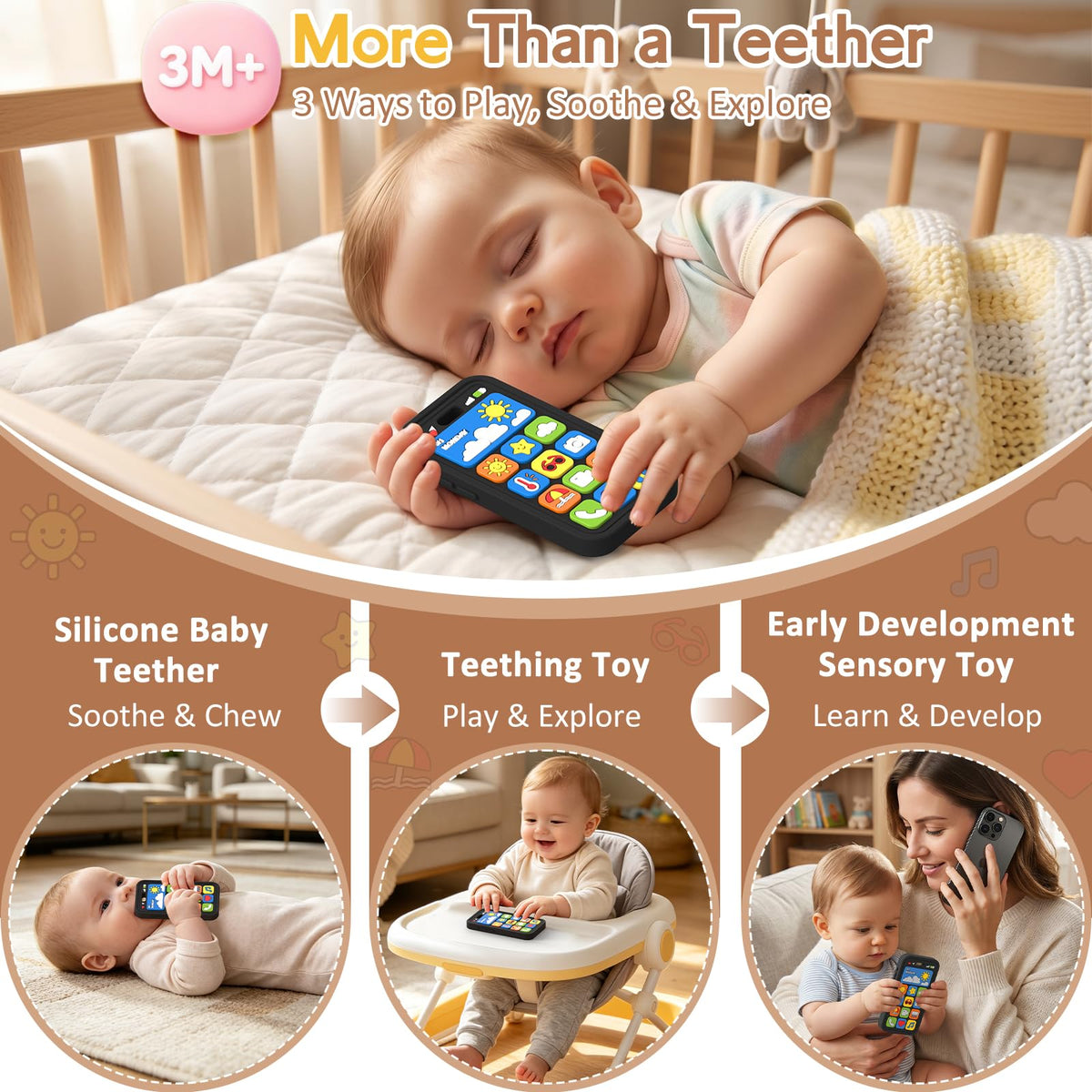 Baby Teething Toys Silicone Baby Phone Teether Over 3 Months