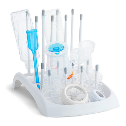 Munchkin Fold Baby Bottle Drying Rack - Compact Design Folds Flat for Easy Storage, White/Grey
