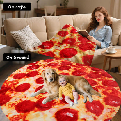 85in Pepperoni Pizza Blanket White Elephant Gifts for Adults Useful Sausage Throw Blankets Woemn