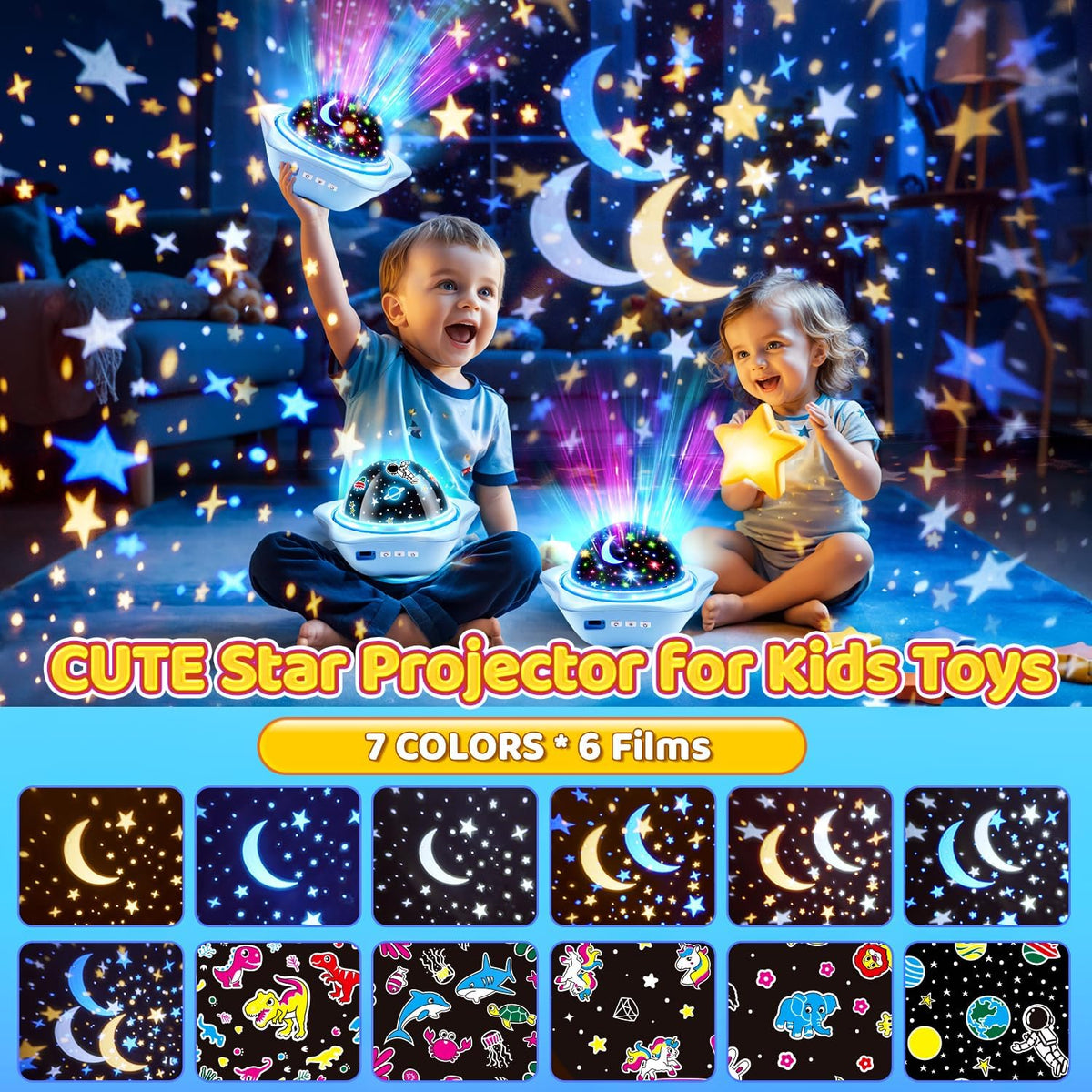 Onefire Star Projector Light Up Toys, Glow In The Dark Stars for Ceiling Projection Kids
