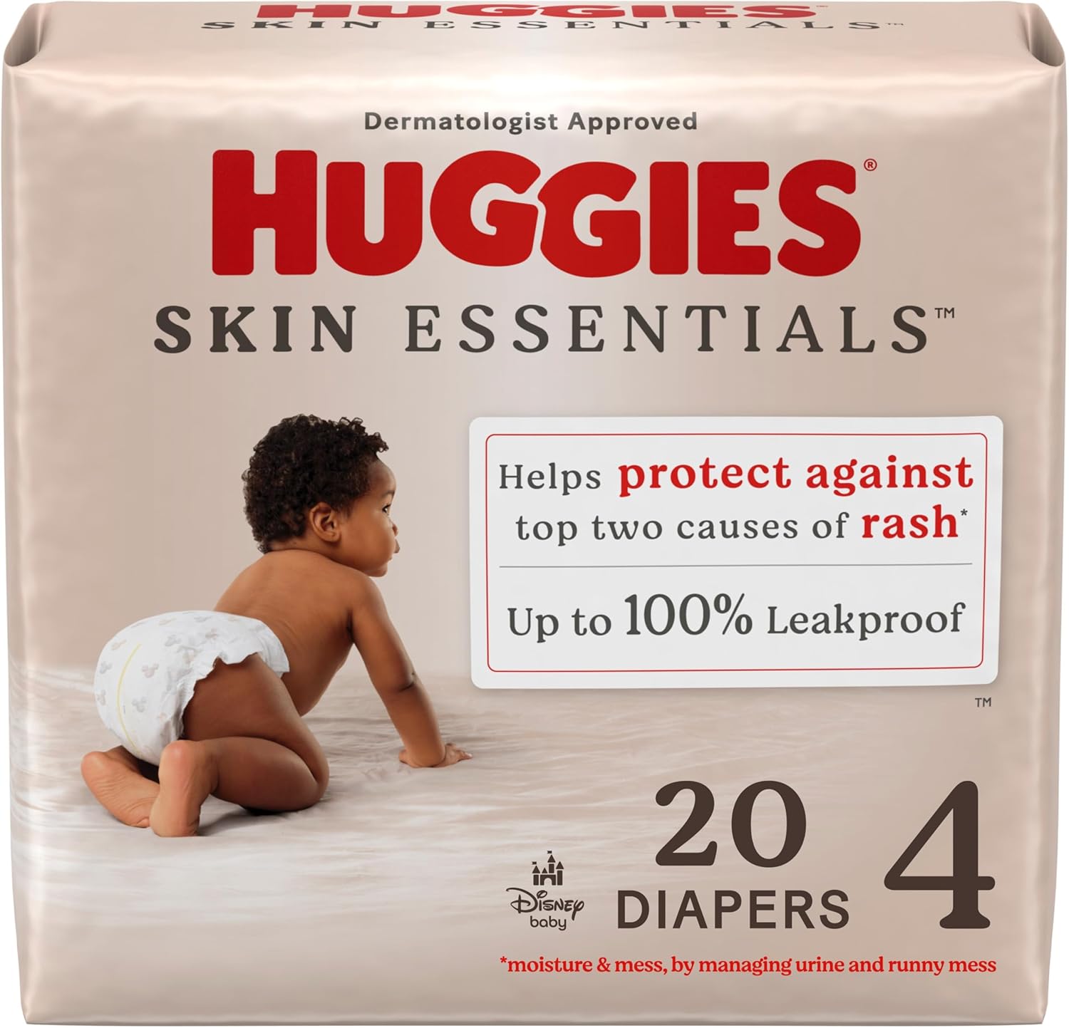 Huggies Size 4 Diapers, Skin Essentials Baby Diapers, Size 4 (22-37 lbs), 20 Count, Packaging May