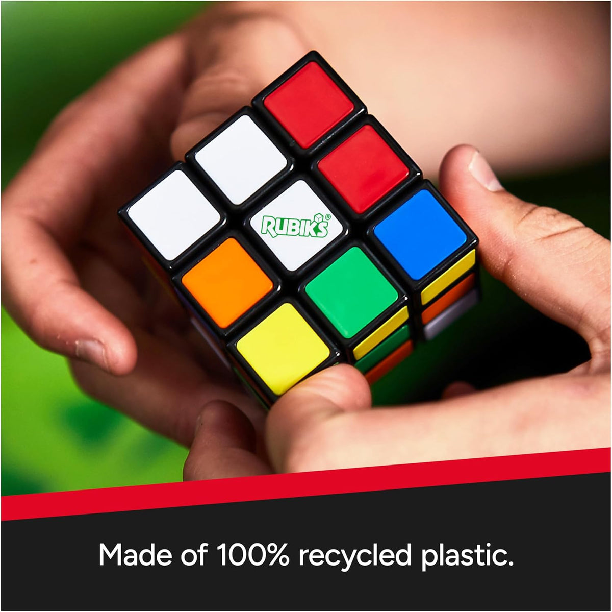 Rubik's Re-Cube, The Original 3x3 Cube Made with 100% Recycled Plastic 3D Puzzle Fidget Cube Stress