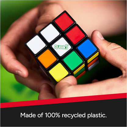 Rubik's Re-Cube, The Original 3x3 Cube Made with 100% Recycled Plastic 3D Puzzle Fidget Cube Stress