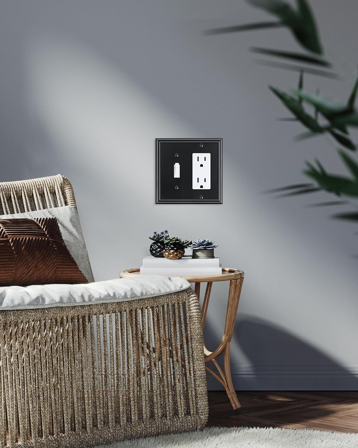 2-Pack Combo Toggle/Decorator Light Switch Cover Plate, Black Decorative Electrical Outlet Covers