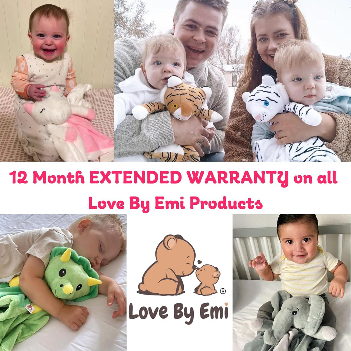 4-in-1 Sound Machine, Baby Lovey, Blanket - White Noise & Lullaby Plush Tiger - Calms & Reduces