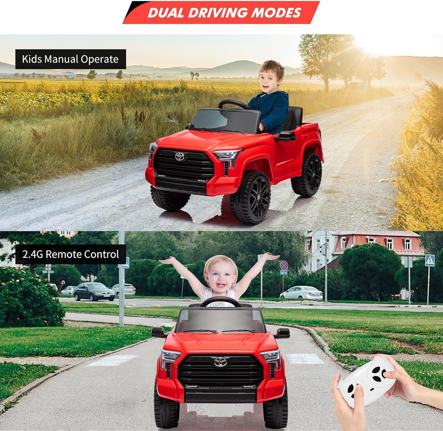 Electric Car for Kids, Licensed Toyota Tundra 12V Electric Truck, Off-Road Kids Car w/Remote