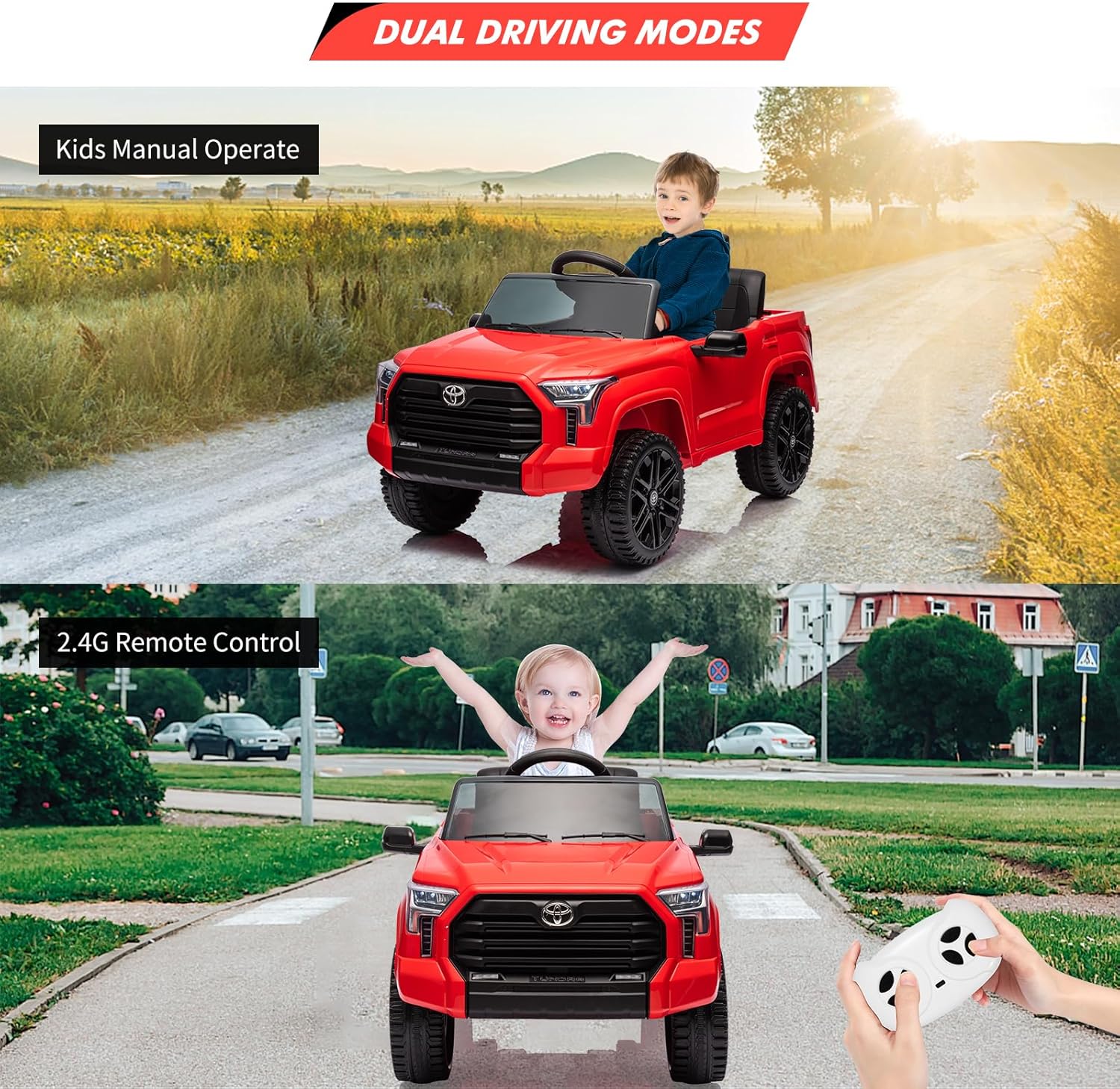 Electric Car for Kids, Licensed Toyota Tundra 12V Electric Truck, Off-Road Kids Car w/Remote