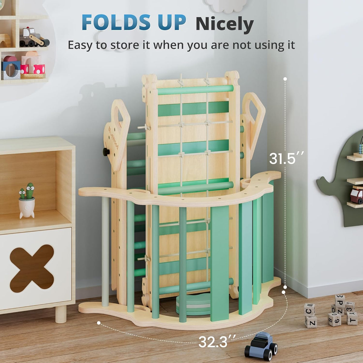 BlueWood 10-in-1 Pikler Triangle Set, Toddler Climbing Toys Indoor, Montessori Climber, Baby Jungle