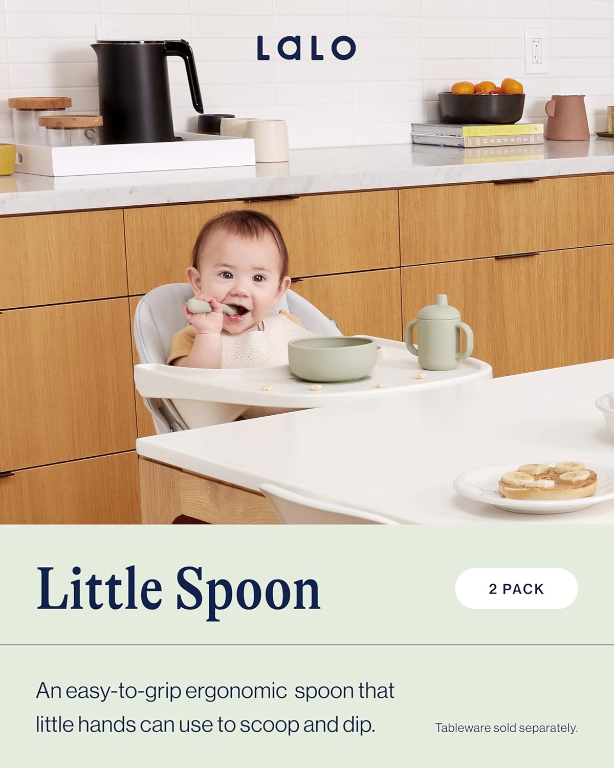 Lalo Little Spoon Set - 2 Piece Baby Spoons Set for Infants & Babies - Made From Food Grade