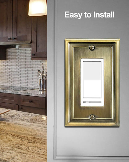 2-Pack Antique Brass Decorator Wall Plate, Electrical Outlet Cover for Dimmer Switch, GFCI Outlet