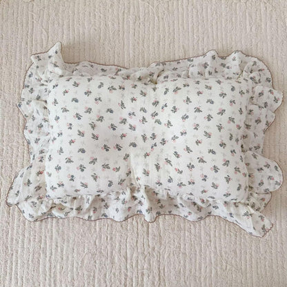 BuLuTu Muslin Cotton Kids Pillowcase Standard Size, 20"x26", Pink Bellflower Print Pillow Covers