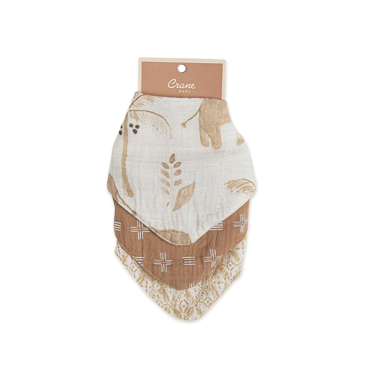 Crane Baby Soft Muslin Bandana Bibs for Boys & Girls, Safari Animal Baby Bibs, Adjustable Absorbent