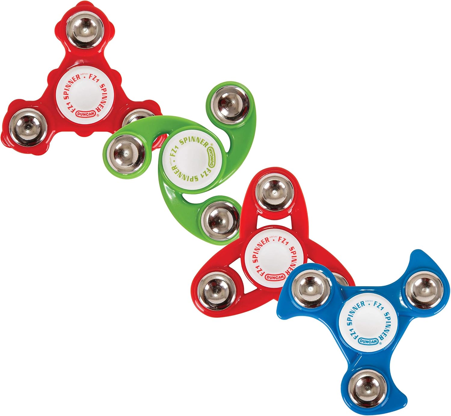 Duncan Toys Fidget Spinner Pack, Fidget and Sensory Toy Value Pack, Assorted Shapes, 4 Fidget