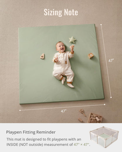 Blissful Diary Vegan Leather Baby Play Mat, 47x47 Thicken Foam Cushioned & Waterproof Playpen Mat