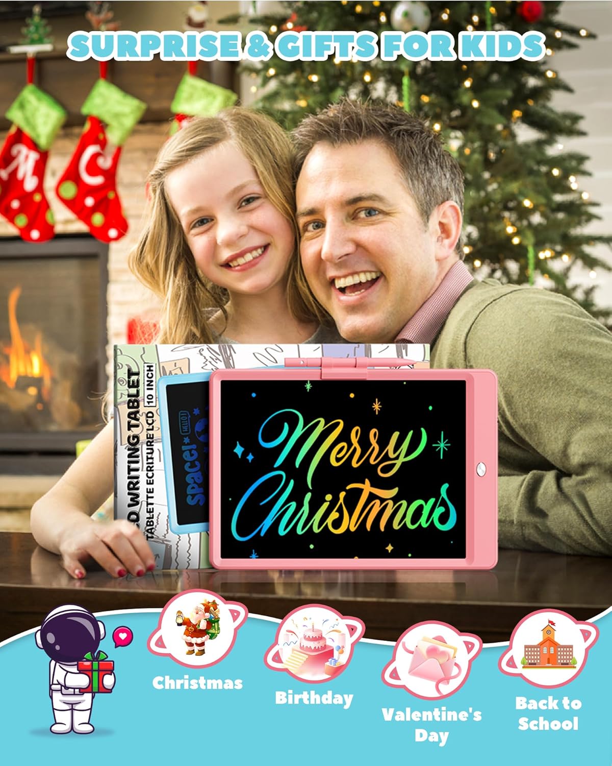 KOKODI LCD Writing Tablet, 16 Inch Colorful Toddler Doodle Board Drawing Tablet, Erasable Reusable