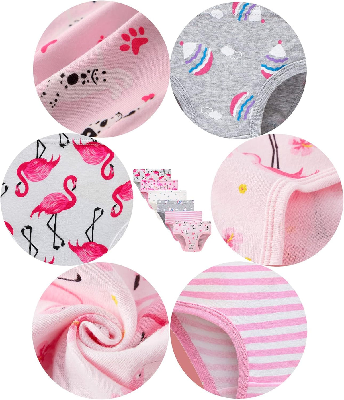 Cadidi Dinos Little Girls' Soft Cotton Underwear Kids Cool Breathable Comfort Panty Briefs Toddler
