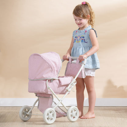 Olivia's Little World Buggy-Style Baby Doll Stroller with Retractable Canopy, Storage Underneath