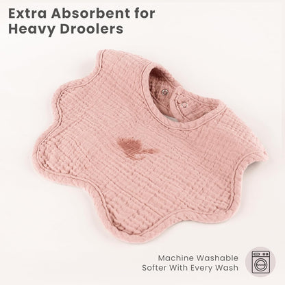Konssy Muslin Baby Bibs 8 Pack, 100% Cotton Absorbent Bandana Drool Bibs for Teething and Drooling