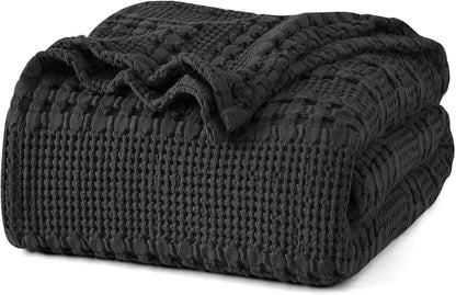 PHF 100% Cotton Waffle Weave Blanket Twin Size, Soft Lightweight Breathable Cozy Summer Blankets