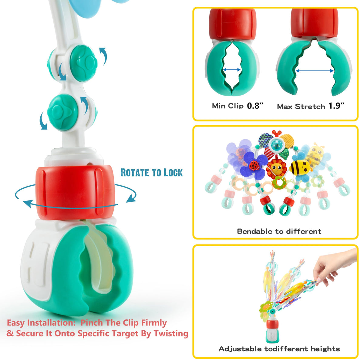 Lynncare Adjustable Arch Bassinet Toys for Infant & Toddlers, Stroller Arch, Baby Crib Toys with