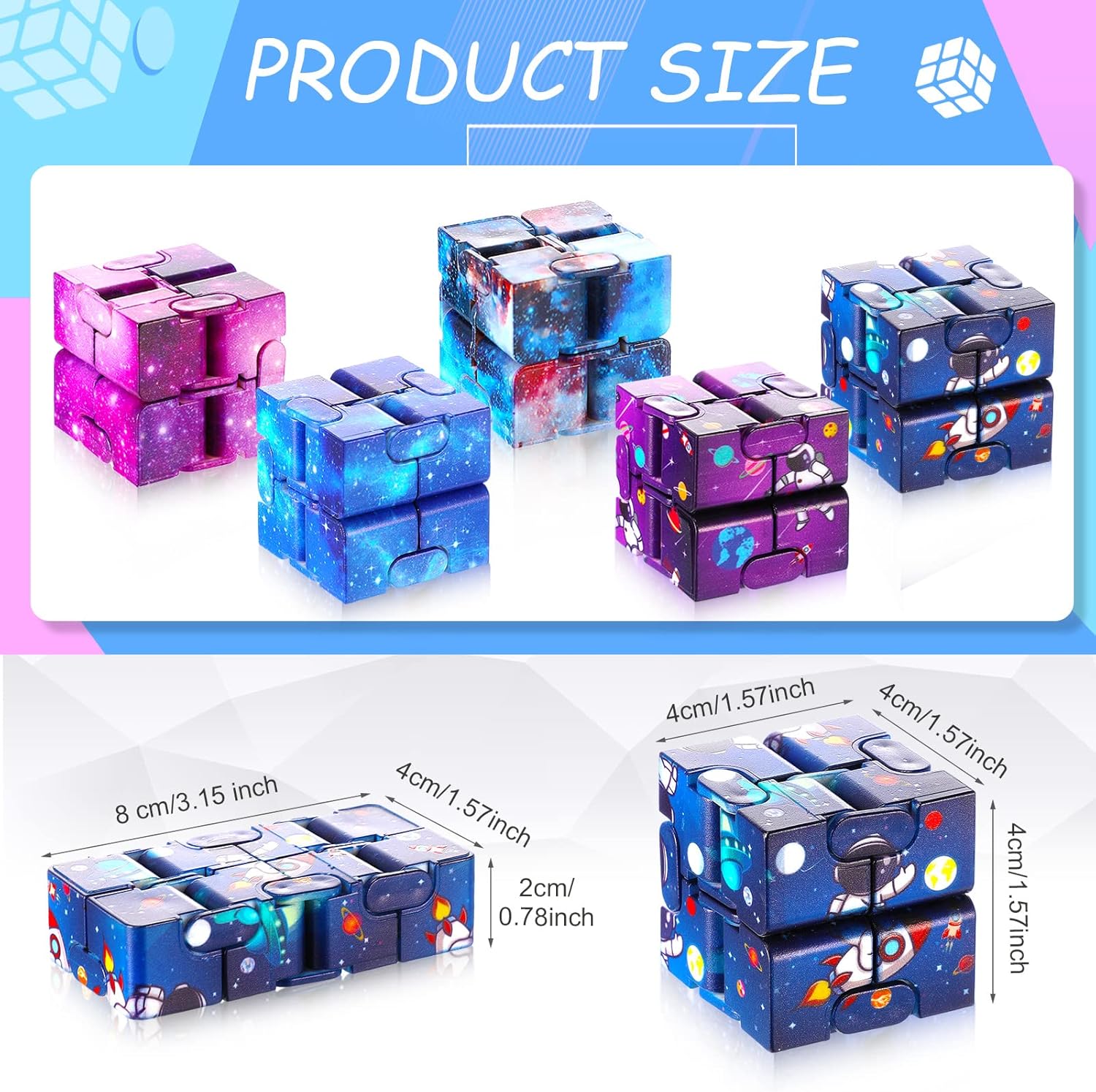 Galaxy Theme Infinity Cube Space Astronaut Infinity Toy Stress and Anxiety Relief Cool Hand Mini