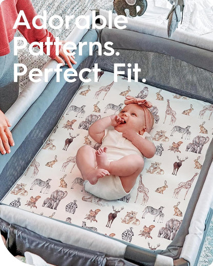 Graco Pack and Play Fitted Sheets - 2 Pack Mini Crib Sheets, Hypoallergenic and Soothing, Premium