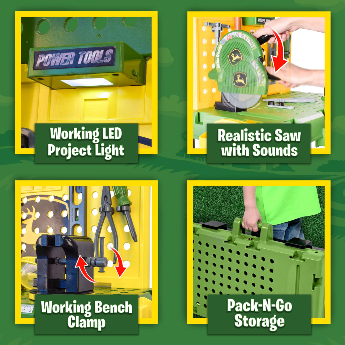 John Deere Kids Workbench, Power Tools Workshop - 39 Pieces - Ages 5+