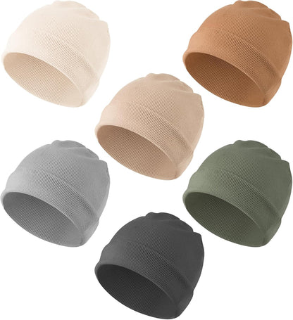 Konssy 6 Pack Baby Beanie Hats for Unisex, Toddler Beanies Baby Girl Boy Hat Warm Cap for Infant