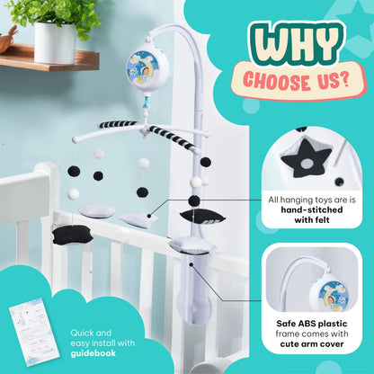Montessori Mobile Baby for Crib (TINITIGIES) - Black and White Mobile Give Visual Stimulation to