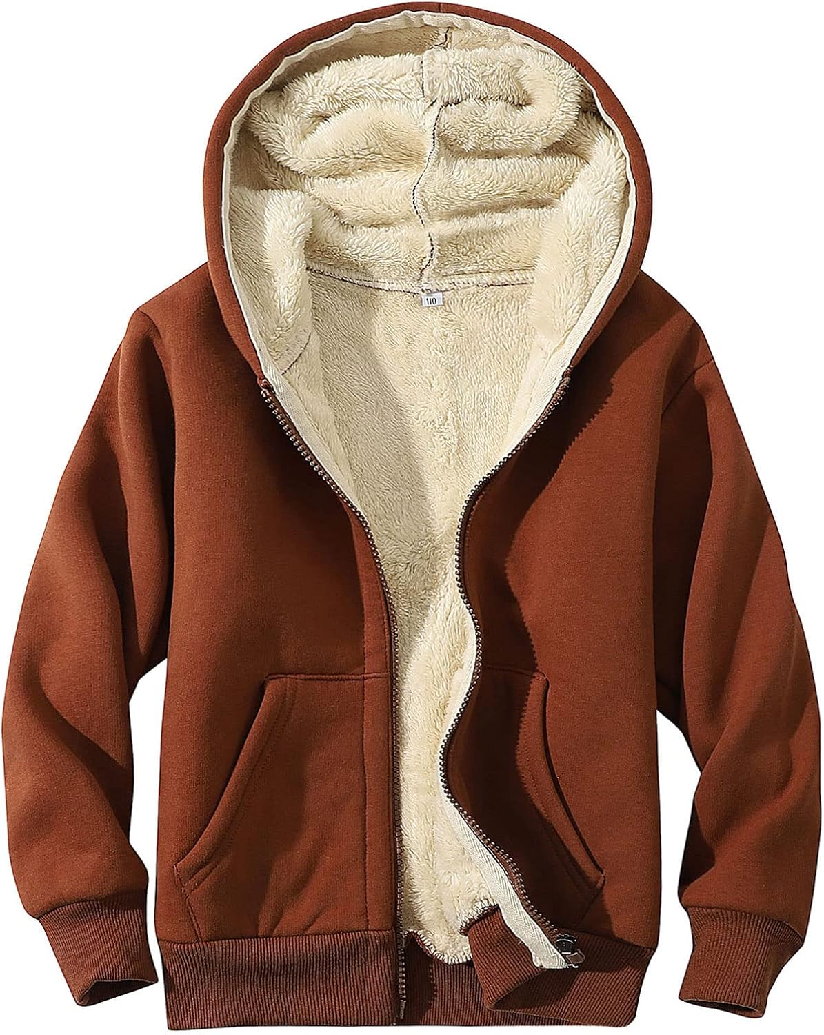 Gihuo Unisex Boy's Girls Winter Warm Sherpa Lined Zip Up Sweatshirt Fleece Jacket Kid's Hoodie