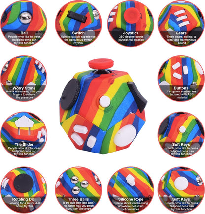 Small Fidget Toys,12 Sided Cube Toys for Kids Adults with Anxiety ADHD Autism and Relief Stress