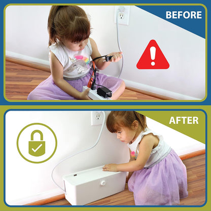 Power Strip Cover Box - Effectively Baby Proofs Power Strip with Patented Dual Lock. Convenient