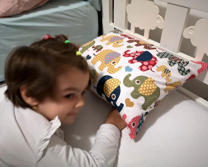 Toddler Pillowcase 13 x 18 Cotton - Elephant Pillow Cases, Travel Pillow Case Cover for Kids