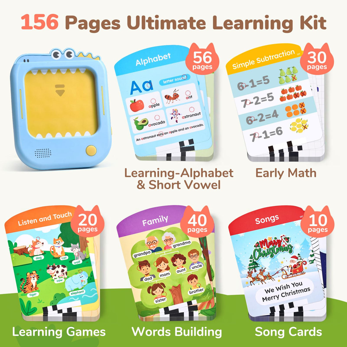JoyCat Kids Learning Tablet, 156-Page Talking Phonics Flash Cards