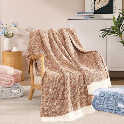 WRENSONGE Throw Blanket Cationic Dyeing Burnt Orange Soft Cozy Fluffy Warm Hand Made Weave Throw