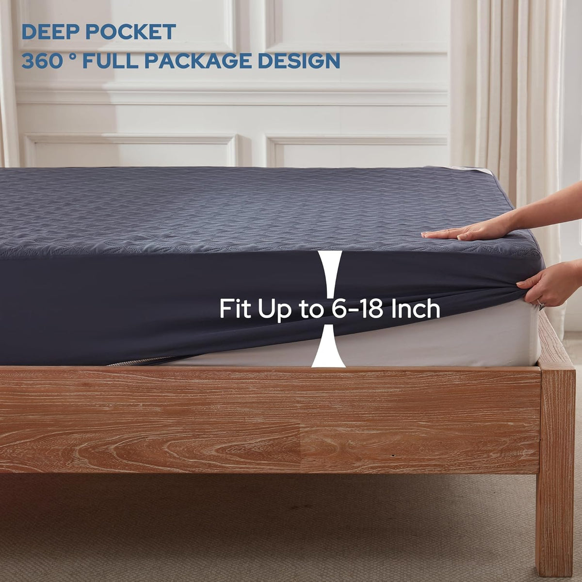 BEDLORE Waterproof Mattress Protector, Queen Size Noiseless Mattress Pad with Deep Pocket 6"-18"