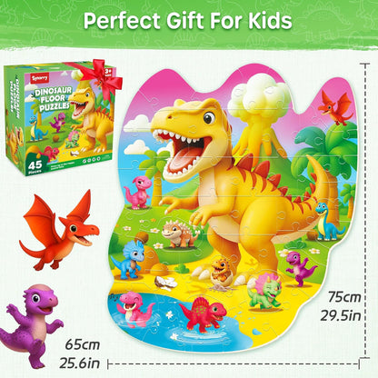 SYNARRY Dinosaur Floor Puzzles for Kids Ages 4-6, Large 45 Piece Floor Puzzles for Kids Ages 3-5