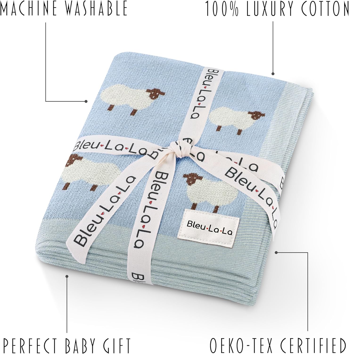 Knit Baby Swaddle Blanket for Boys - 100% Cotton Soft Cozy Lightweight Receiving Swaddling Crib