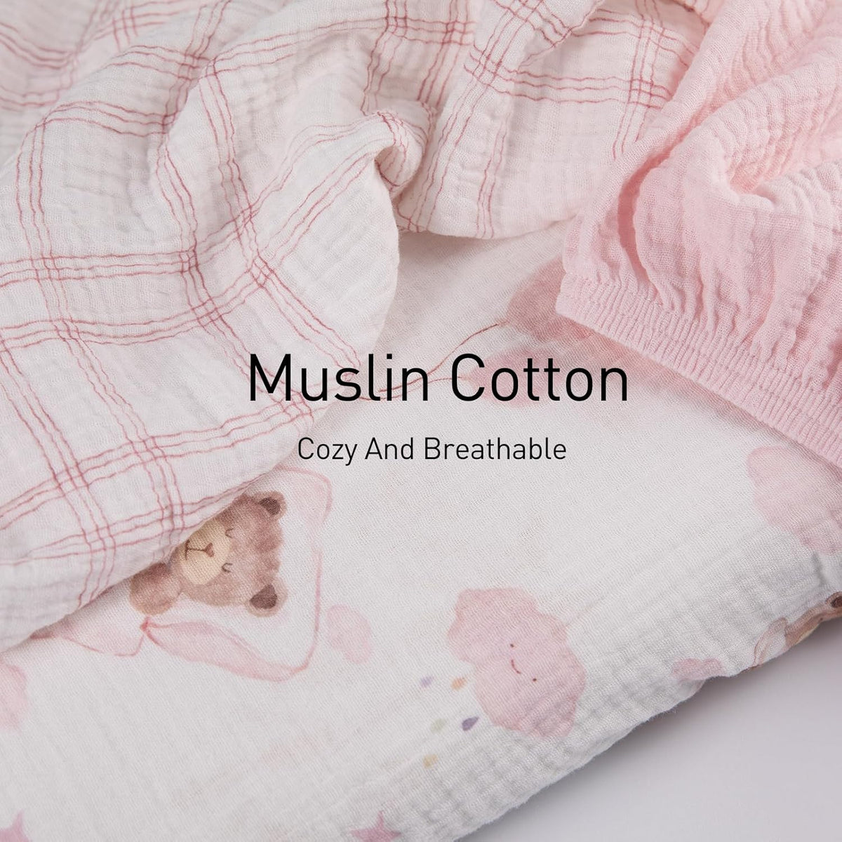 Gllquen Baby Muslin Bassinet Sheets 3 Pack, Breathable Elastic Cozy Fitted Cotton Bassinet Mattress