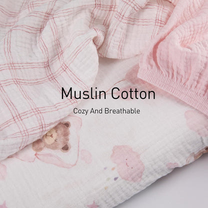 Gllquen Baby Muslin Bassinet Sheets 3 Pack, Breathable Elastic Cozy Fitted Cotton Bassinet Mattress