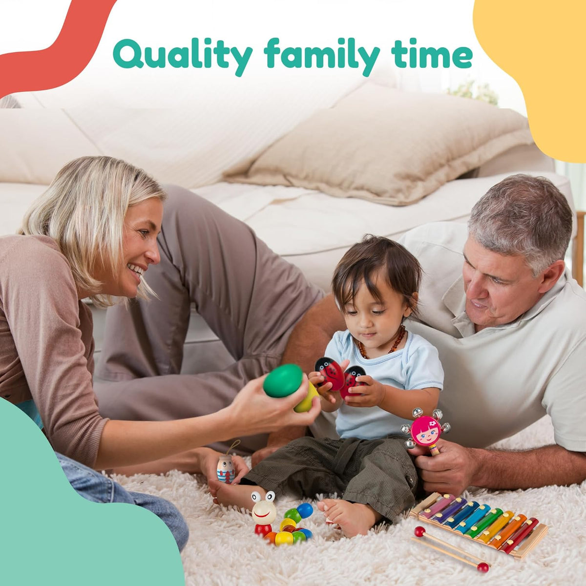 Stoie's Wooden Kids Musical Instruments for 1-5 Years Old, Baby Percussion Toys with Xylophone
