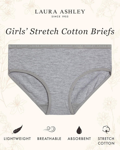 Laura Ashley Girls Underwear - 5 Pack Soft Stretch Breathable Panties for Girls - Lightweight