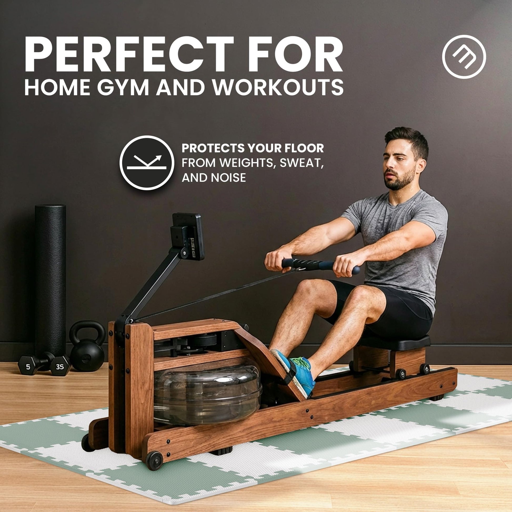 bemaxx Gym Mats Set - EVA Interlocking Foam Floor Tiles (12.6"x12.6"x0.4") Protective Gym Flooring