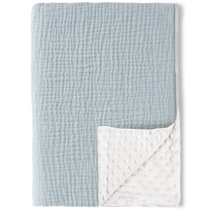 Konssy Baby Blankets for Unisex Boys Girls, Super Soft Nursery Minky Blankets with Muslin Cotton