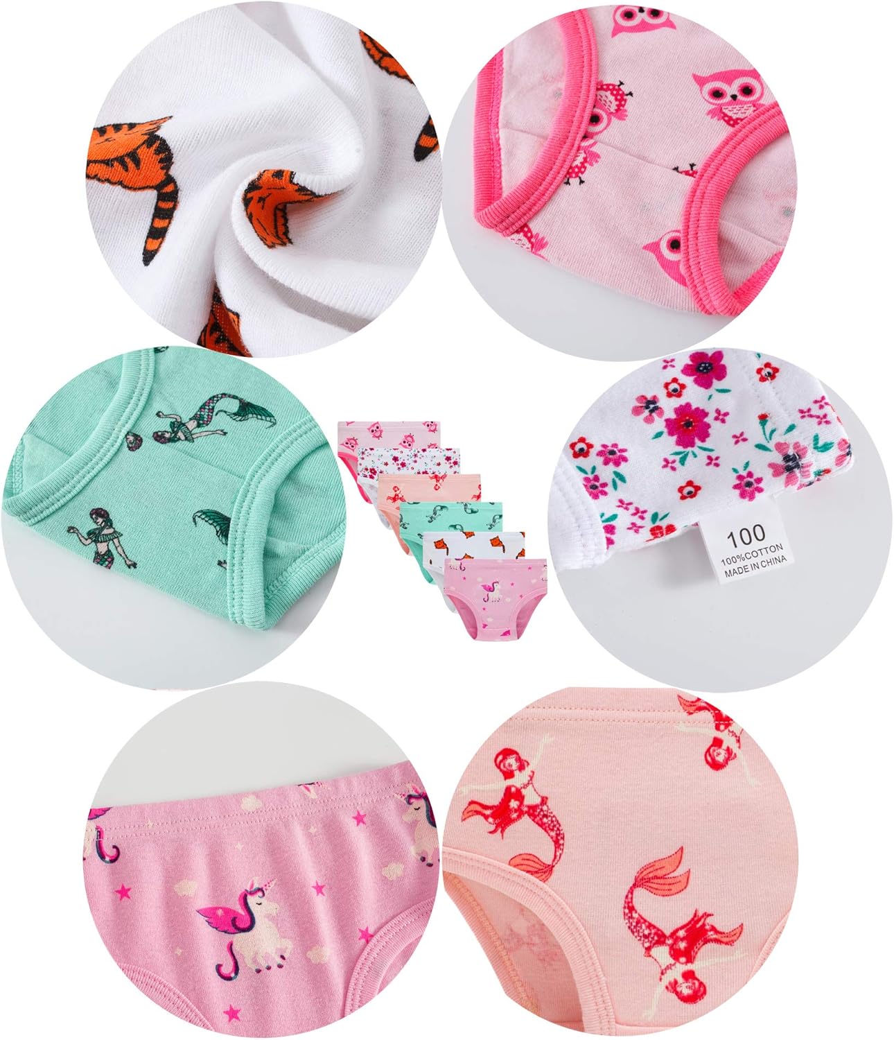 Cadidi Dinos Little Girls' Soft Cotton Underwear Kids Cool Breathable Comfort Panty Briefs Toddler