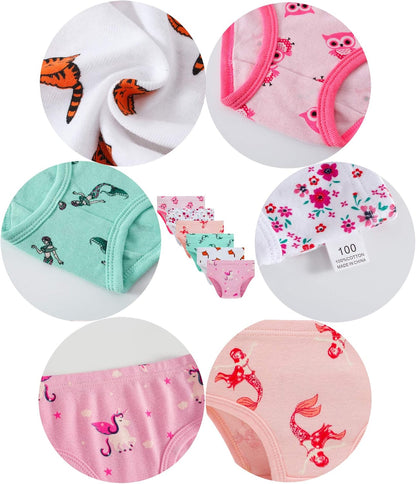 Cadidi Dinos Little Girls' Soft Cotton Underwear Kids Cool Breathable Comfort Panty Briefs Toddler