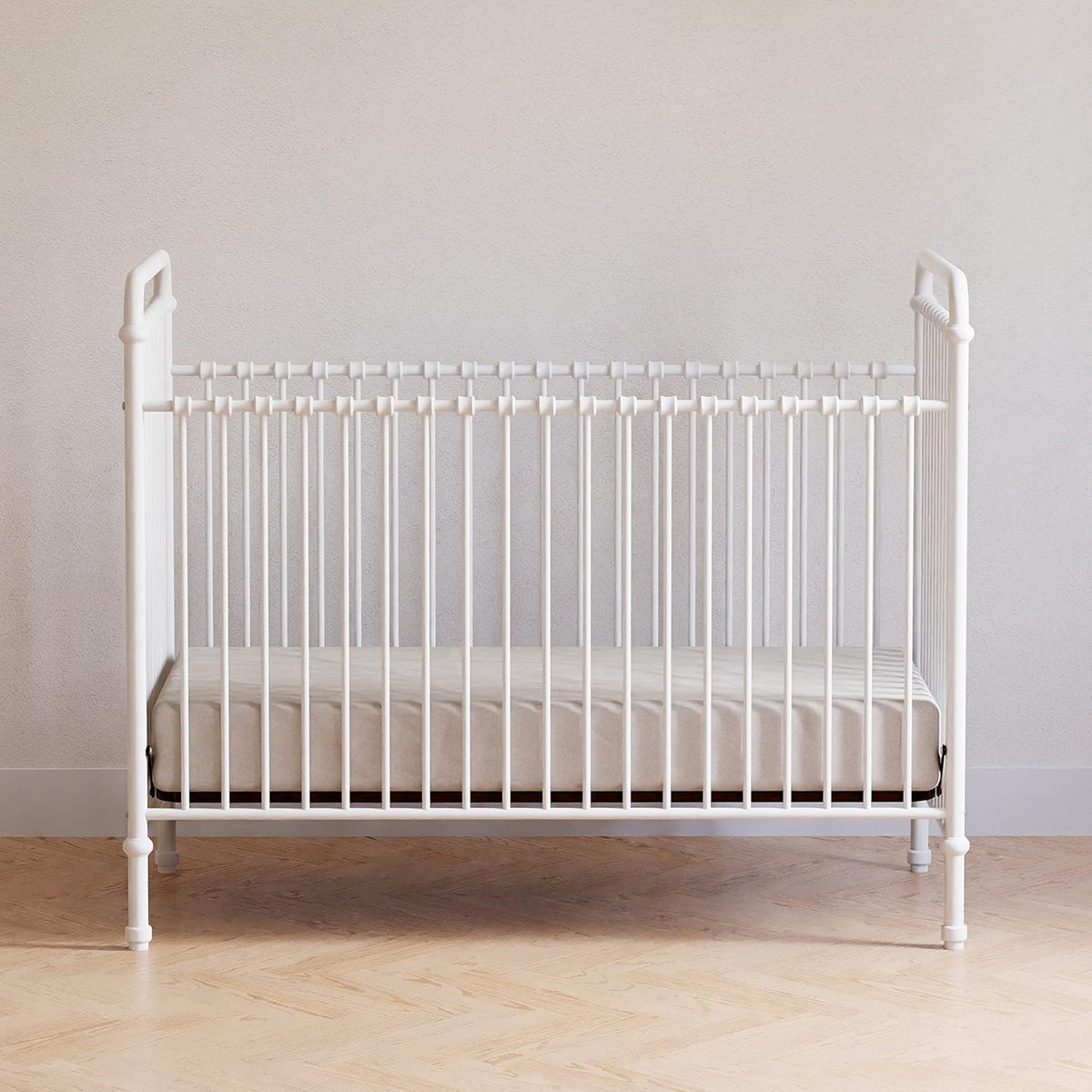 Namesake Abigail 3-in-1 Convertible Metal Crib in Washed White, Greenguard Gold Certified