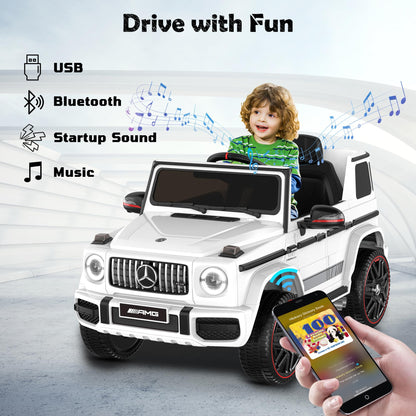 ANPABO 12V 7AH Licensed Mercedes-Benz G63 Electric Car for Kids, White