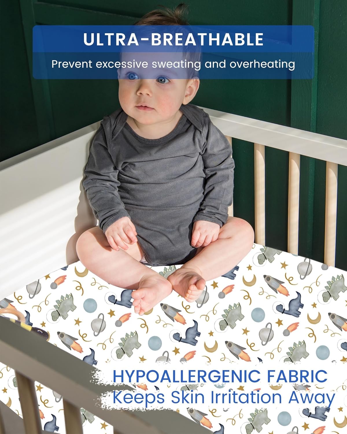 Premium Fitted Baby Boy Crib Sheets for Standard Crib Mattress - Ultra-Soft Jersey Knit Crib